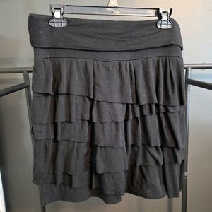 LOFT Black Ruffled Mini Skirt